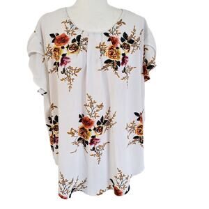 Shein Flutter Sleeve Floral Print Top